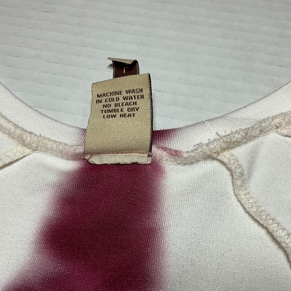 XCVI Long Sleeve Rayon Blend Knit Hi Lo Burgundy Tie Dye Print Top US Sz L - Picture 9 of 10
